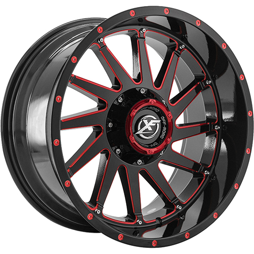 XF Offroad XF-216 Gloss Black Red Milled - Part Number XF-216209081651170+0GBMLR XF Offroad XF-216 Gloss Black Red Milled Photo