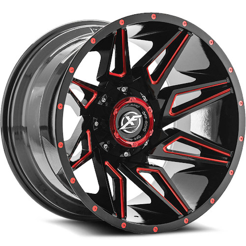 XF Offroad XF-218 Gloss Black Red Milled - Part Number XF-218209051271397+12GBMLR XF Offroad XF-218 Gloss Black Red Milled Photo