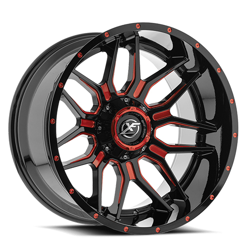 XF Offroad XF-222 Gloss Black Red Milled - Part Number XF-222209051271397+0GBRM XF Offroad XF-222 Gloss Black Red Milled Photo