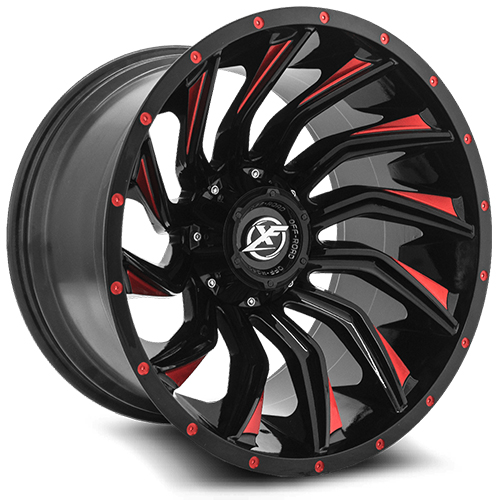 XF Offroad XF-224 Gloss Black Red Milled - Part Number XF-224201061351397-12GBRM XF Offroad XF-224 Gloss Black Red Milled Photo