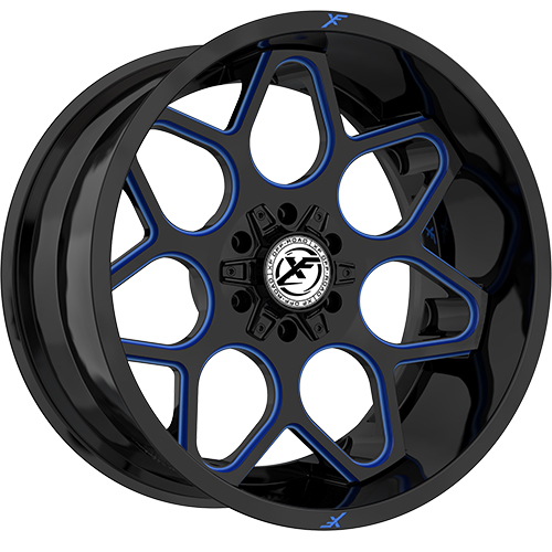XF Offroad XF-233 Gloss Black W/ Blue Milled Accents - Part Number XF-233241261351397-44GBMLB XF Offroad XF-233 Gloss Black W/ Blue Milled Accents Photo