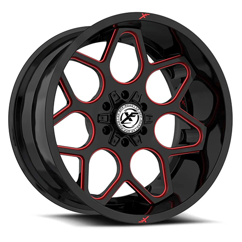 XF Offroad XF-233 Gloss Black W/ Red Milled Accents - Part Number XF-233209061351397+0GBRM XF Offroad XF-233 Gloss Black W/ Red Milled Accents Photo