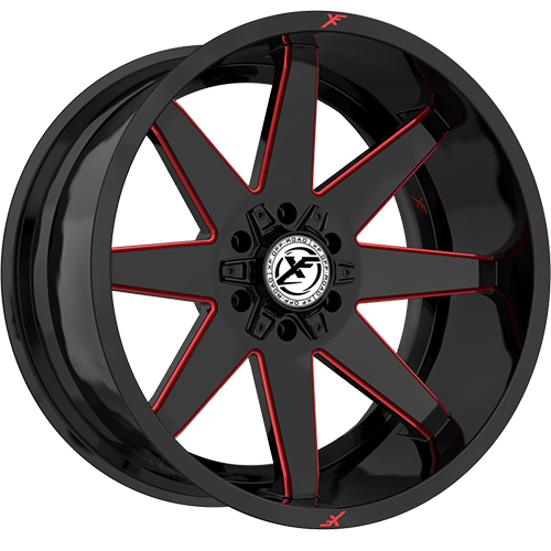 XF Offroad XF-236 Gloss Black W/ Red Milled Accents - Part Number XF-236201051271397-12GBMLR XF Offroad XF-236 Gloss Black W/ Red Milled Accents Photo