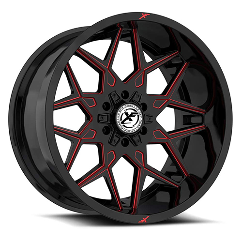 XF Offroad XF-238 Gloss Black W/ Red Milled Accents - Part Number XF-2381890570GBMLR XF Offroad XF-238 Gloss Black W/ Red Milled Accents Photo